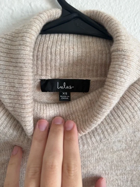 Lulu's Cream Funnel Neck Sweater Dress - Picture 5 of 6